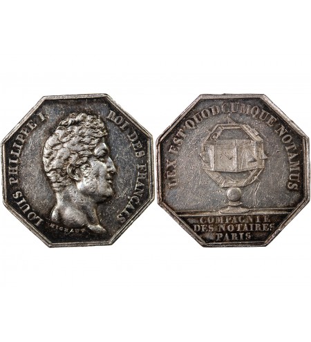 NOTAIRES, PARIS, LOUIS-PHILIPPE Ier – JETON ARGENT poinçon Lampe (1832-1841)