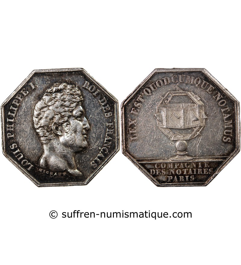 NOTAIRES, PARIS, LOUIS-PHILIPPE Ier – JETON ARGENT poinçon Lampe (1832-1841)