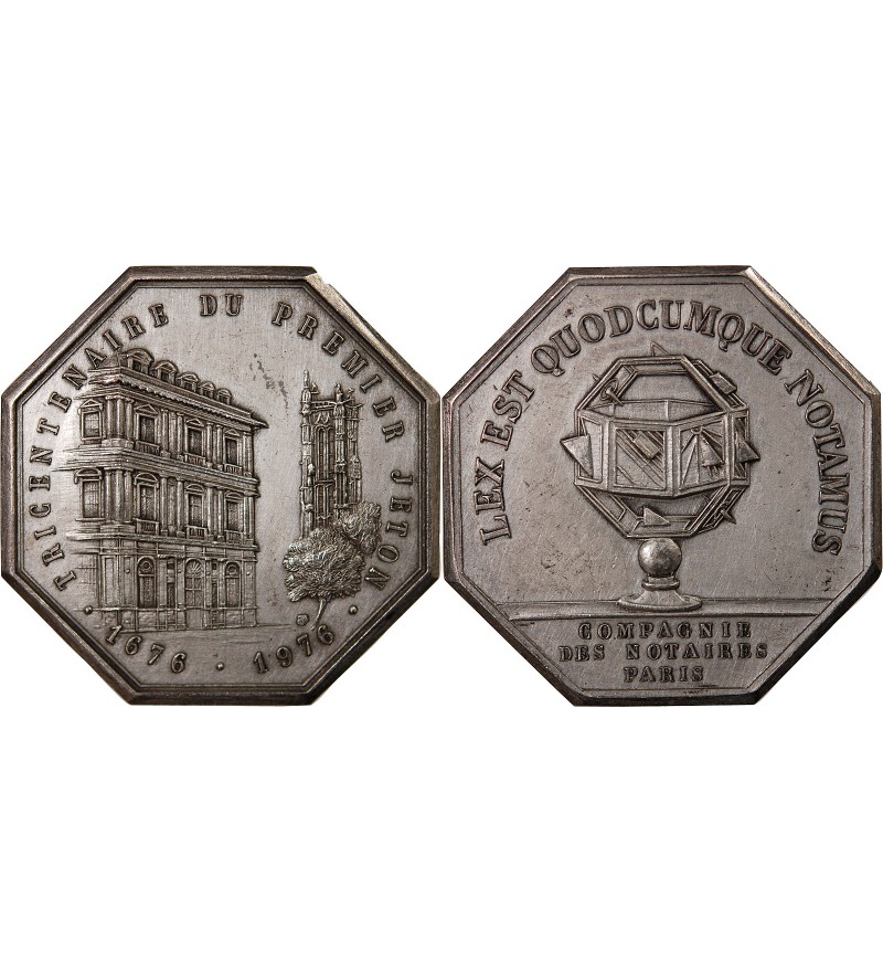 NOTAIRES, PARIS – JETON BRONZE FLORENTIN 1976 - TRICENTENAIRE DU 1ER JETON
