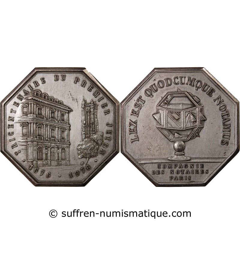 NOTAIRES, PARIS – JETON BRONZE FLORENTIN 1976 - TRICENTENAIRE DU 1ER JETON