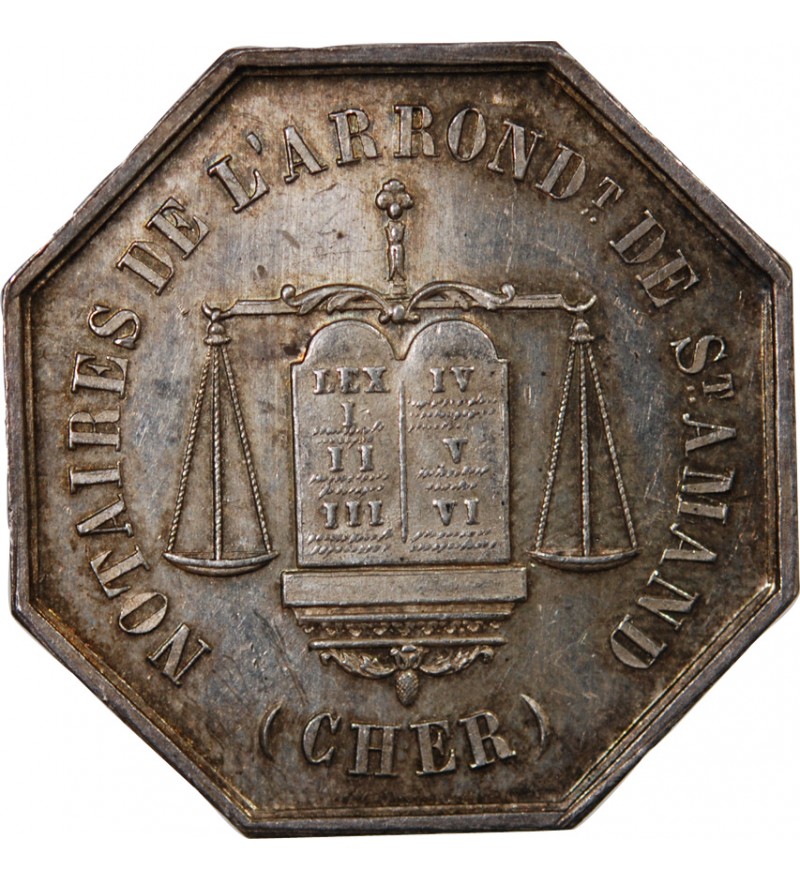 NOTAIRES, SAINT-AMAND – JETON ARGENT poinçon Corne (après 1879)