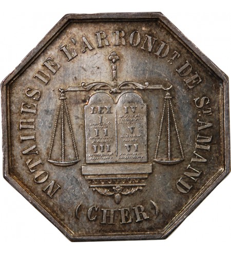 NOTAIRES, SAINT-AMAND – JETON ARGENT poinçon Corne (après 1879)