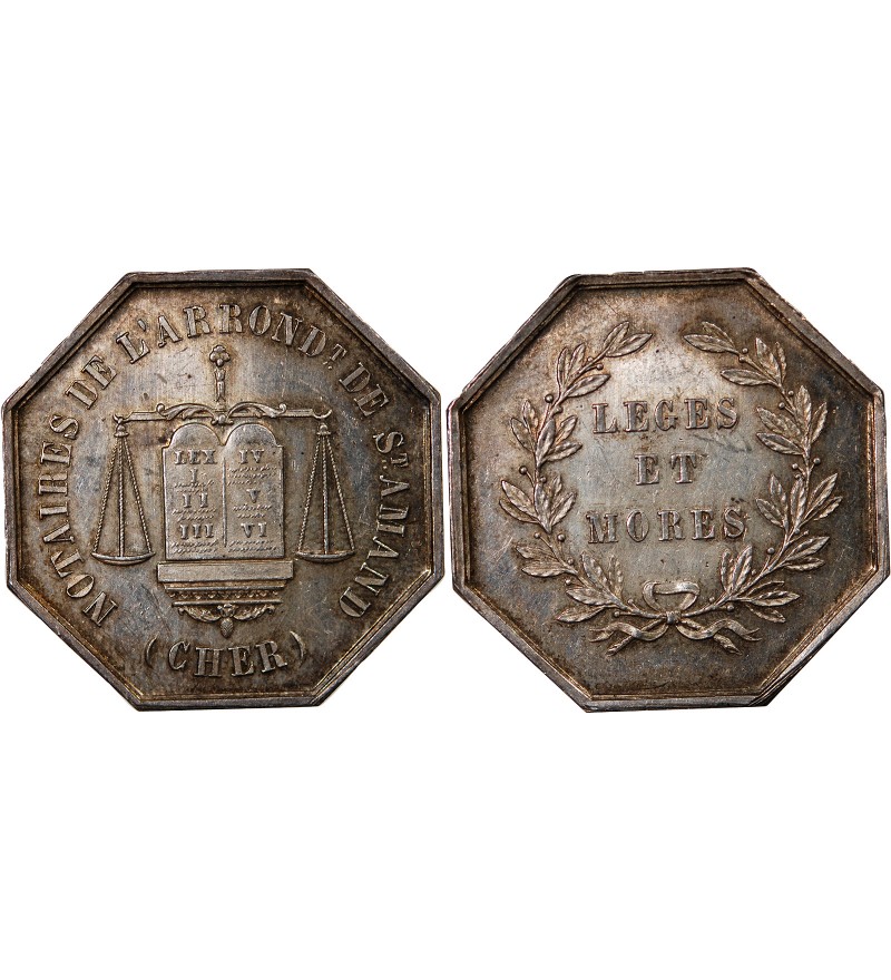 NOTAIRES, SAINT-AMAND – JETON ARGENT poinçon Corne (après 1879)
