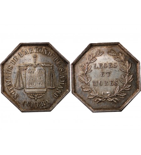 NOTAIRES, SAINT-AMAND – JETON ARGENT poinçon Corne (après 1879)