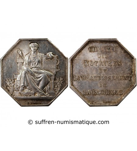 NOTAIRES, LA ROCHELLE – JETON ARGENT poinçon Corne (après 1879)