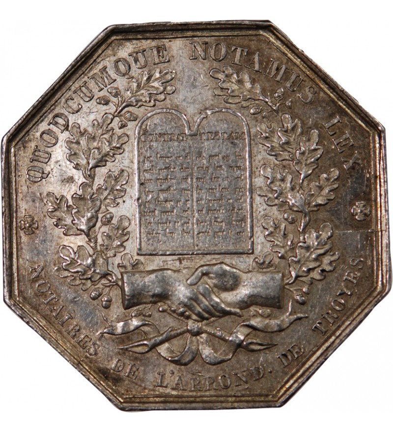 NOTAIRES, TROYES – JETON ARGENT poinçon Proue (1842-1845)