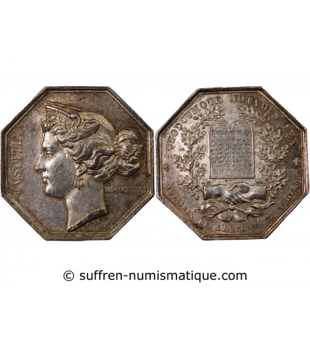 NOTAIRES, TROYES – JETON ARGENT poinçon Proue (1842-1845)