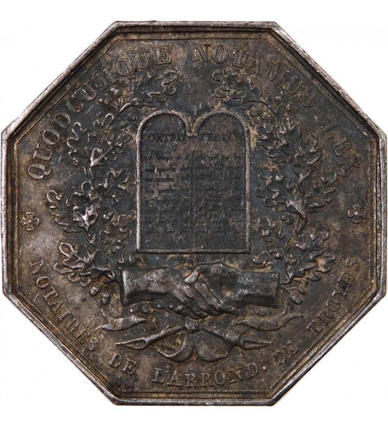 NOTAIRES, TROYES – JETON ARGENT poinçon Abeille (1860-1879)