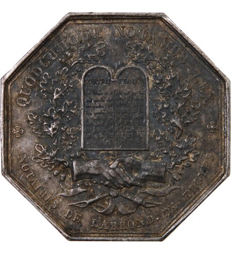 NOTAIRES, TROYES – JETON ARGENT poinçon Abeille (1860-1879)