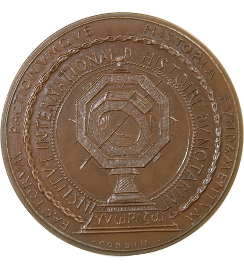 INSTITUT INTERNATIONAL D'HISTOIRE DU NOTARIAT – JETON BRONZE poinçon Corne (après 1879)