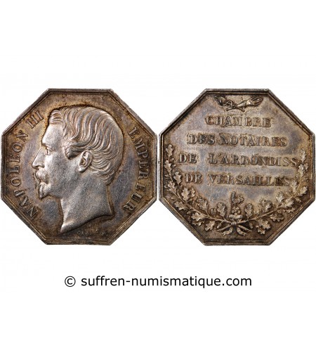 NOTAIRES, VERSAILLES, NAPOLEON III – JETON ARGENT poinçon Main (1845-1860)