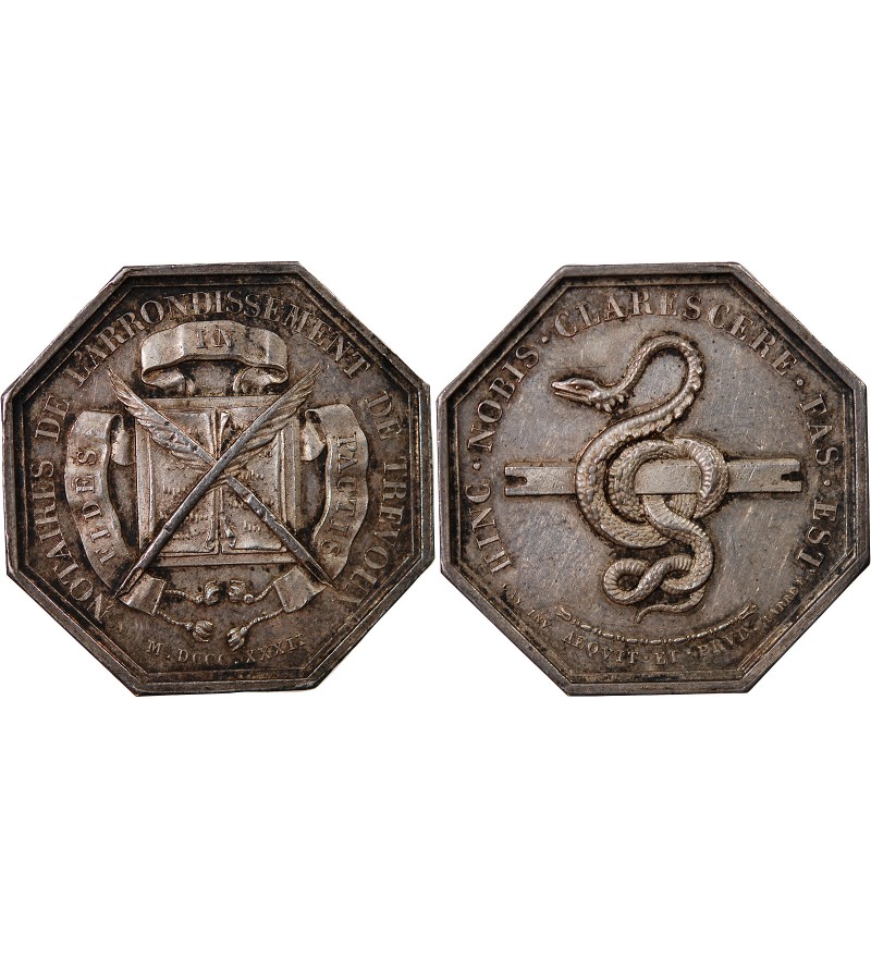 NOTAIRES, TREVOUX – JETON ARGENT 1832 sans poinçon