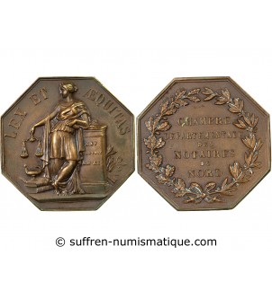 NOTAIRES, NORD – JETON BRONZE poinçon Corne (après 1879)