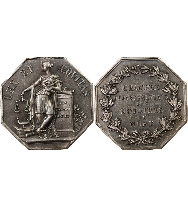 NOTAIRES, NORD – JETON ARGENT poinçon Corne (après 1879)