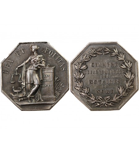 NOTAIRES, NORD – JETON ARGENT poinçon Corne (après 1879)