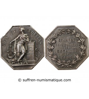 NOTAIRES, NORD – JETON ARGENT poinçon Corne (après 1879)