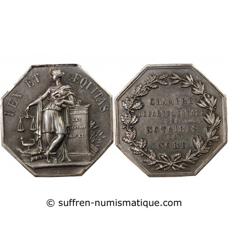 NOTAIRES, NORD – JETON ARGENT poinçon Corne (après 1879)