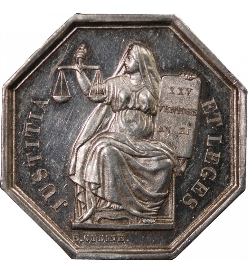 NOTAIRES, TOURS – JETON ARGENT poinçon Abeille (1860-1879)