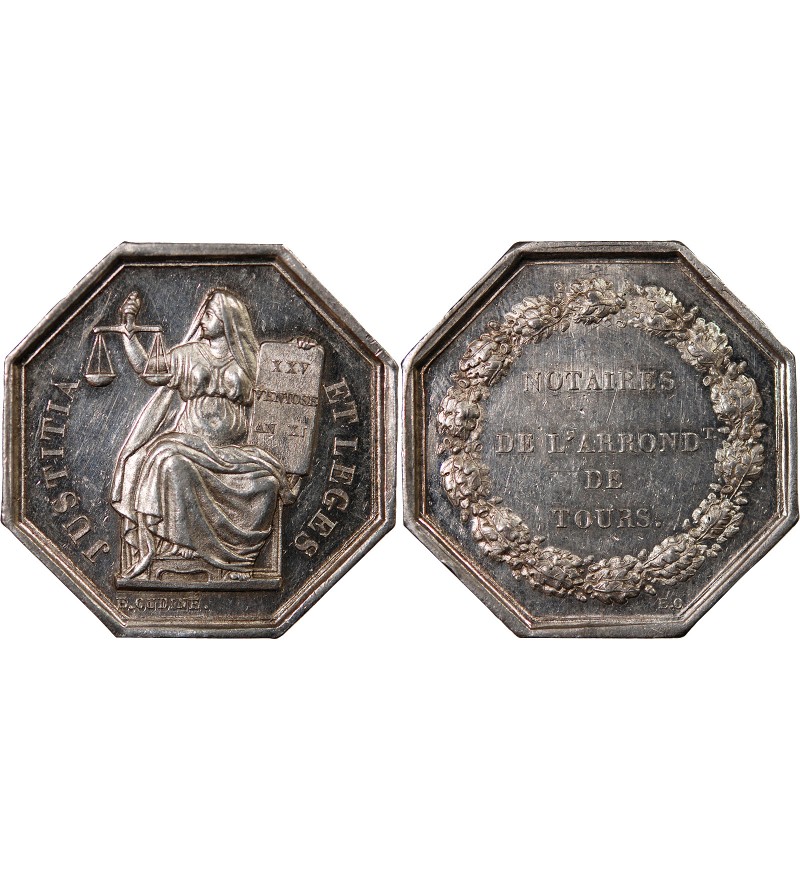 NOTAIRES, TOURS – JETON ARGENT poinçon Abeille (1860-1879)