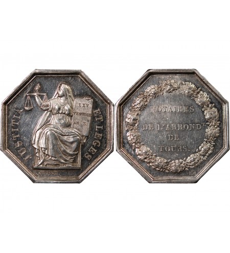 NOTAIRES, TOURS – JETON ARGENT poinçon Abeille (1860-1879)