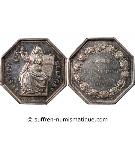 NOTAIRES, TOURS – JETON ARGENT poinçon Abeille (1860-1879)