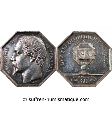 NOTAIRES, PARIS, NAPOLEON III – JETON ARGENT poinçon Main (1845-1860)