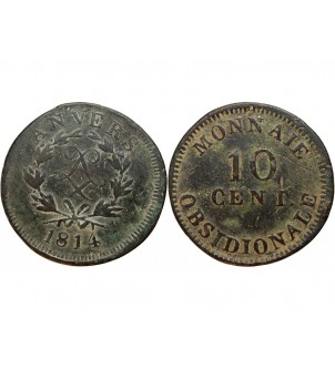 10 CENTIMES LOUIS XVIII SIEGE D'ANVERS 1814 2