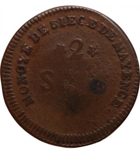 CONVENTION, SIEGE DE MAYENCE - 2 SOLS 1793