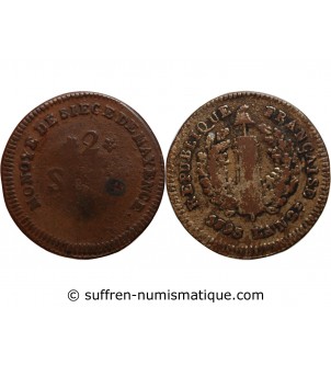 CONVENTION, SIEGE DE MAYENCE - 2 SOLS 1793
