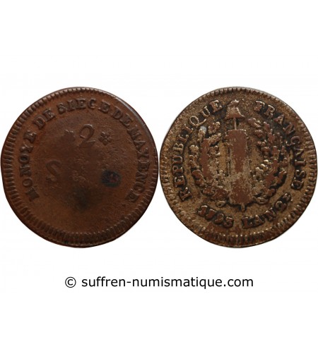 CONVENTION, SIEGE DE MAYENCE - 2 SOLS 1793