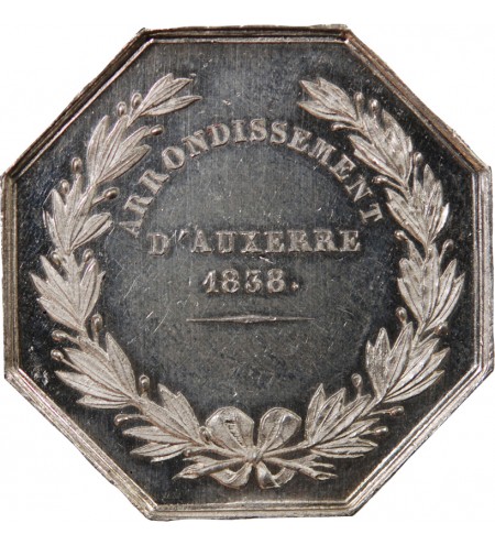 NOTAIRES, AUXERRE – JETON ARGENT poinçon Abeille (1860-1879)