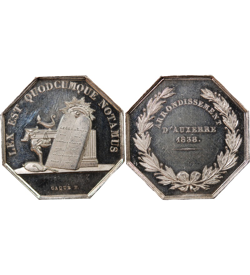 NOTAIRES, AUXERRE – JETON ARGENT poinçon Abeille (1860-1879)