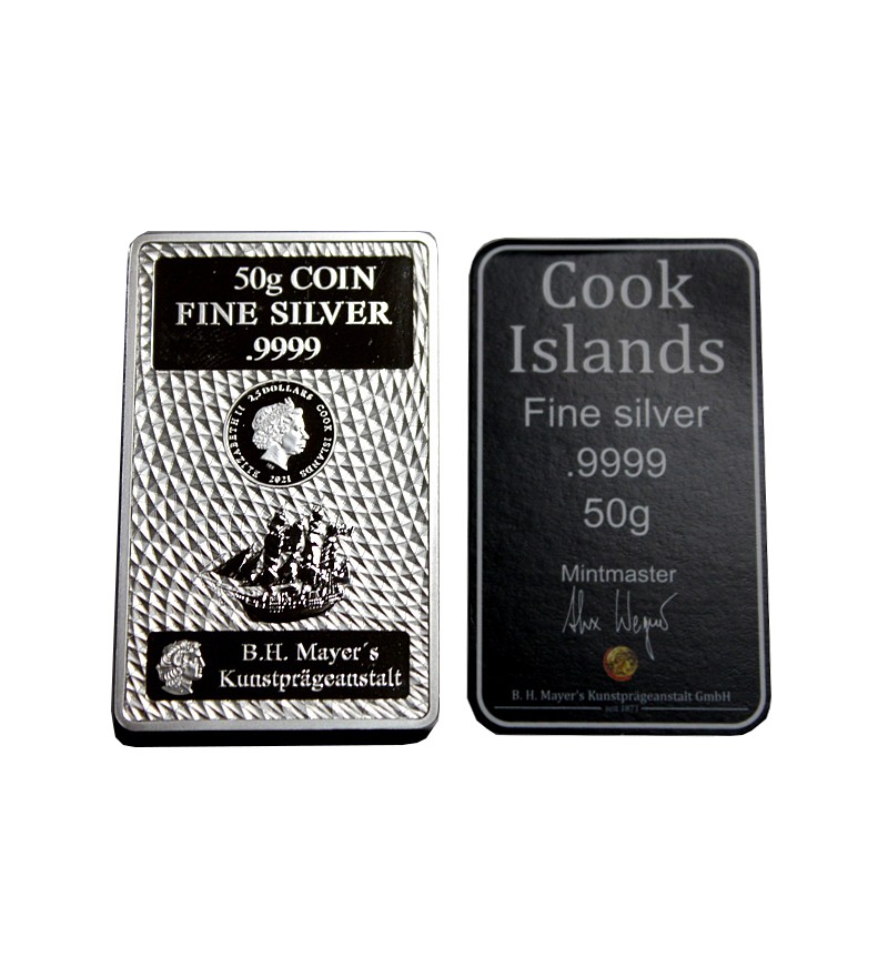 ILES-COOK - 2,5 DOLLARS / 50 Gr ARGENT 2021