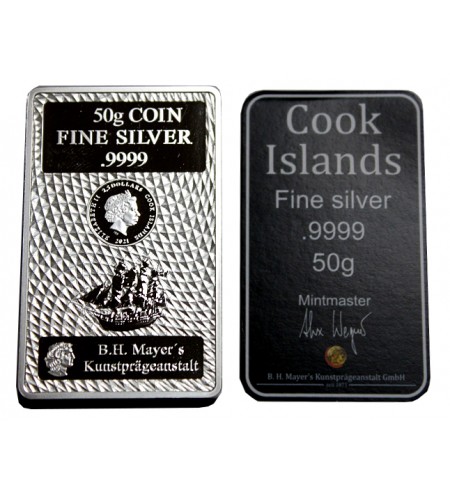 ILES-COOK - 2,5 DOLLARS / 50 Gr ARGENT 2021
