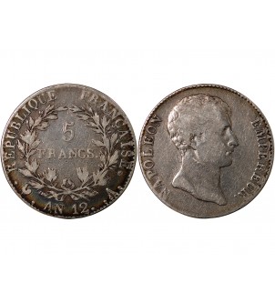 NAPOLEON Ier - 5 FRANCS AN 12 A PARIS "Type République"﻿﻿ 2