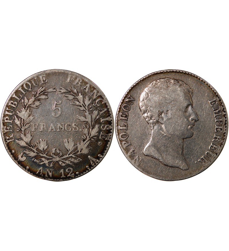 NAPOLEON Ier - 5 FRANCS AN 12 A PARIS "Type République"﻿﻿