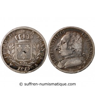 LOUIS XVIII - 5 FRANCS ARGENT 1815 A PARIS