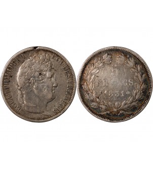 LOUIS PHILIPPE﻿ - 5 FRANCS ARGENT 1831 D LYON "Type Domard, Tr creux" 2