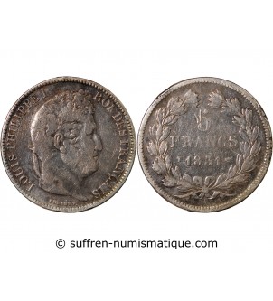 LOUIS PHILIPPE﻿ - 5 FRANCS ARGENT 1831 T NANTES "Type Domard, Tr relief"
