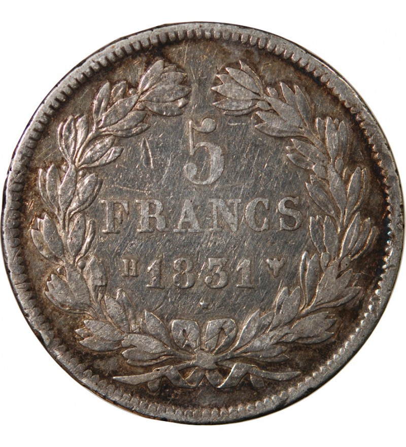 LOUIS PHILIPPE﻿ - 5 FRANCS ARGENT 1831 H LA ROCHELLE  "Type Domard, Tr relief"