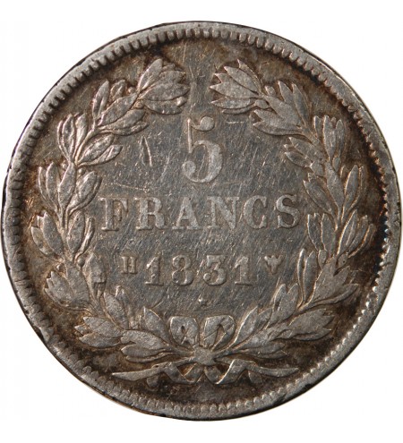LOUIS PHILIPPE﻿ - 5 FRANCS ARGENT 1831 H LA ROCHELLE  "Type Domard, Tr relief"