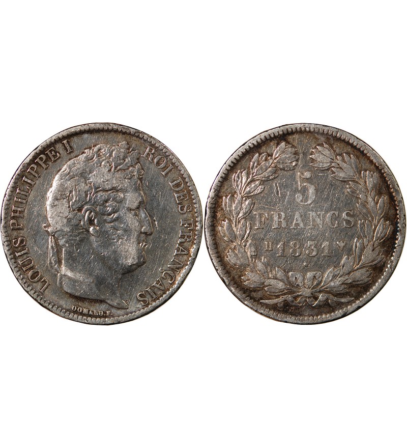 LOUIS PHILIPPE﻿ - 5 FRANCS ARGENT 1831 H LA ROCHELLE  "Type Domard, Tr relief"