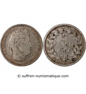 LOUIS PHILIPPE﻿ - 5 FRANCS ARGENT 1834 Q PERPIGNAN "Type Domard, Tr relief"