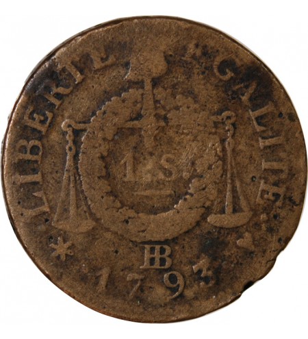 REVOLUTION FRANCAISE, CONVENTION - SOL AUX BALANCES 1793 B STRASBOURG