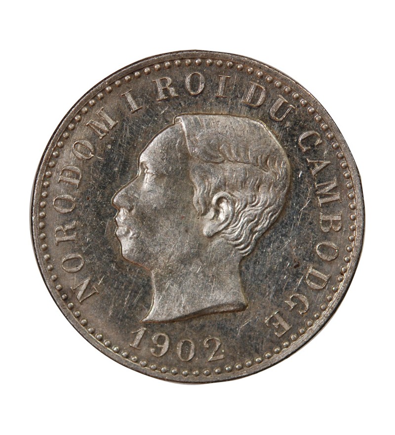 CAMBODGE, NORODOM Ier - 1 FRANC ARGENT 1902 - FRAPPE DE SOUVENIR
