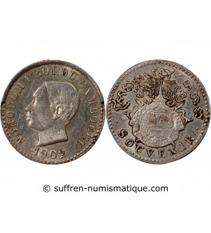CAMBODGE, NORODOM Ier - 50 CENTIMES ARGENT 1902 - FRAPPE DE SOUVENIR