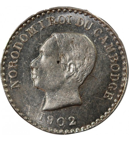 CAMBODGE, NORODOM Ier - 50 CENTIMES ARGENT 1902 - FRAPPE DE SOUVENIR