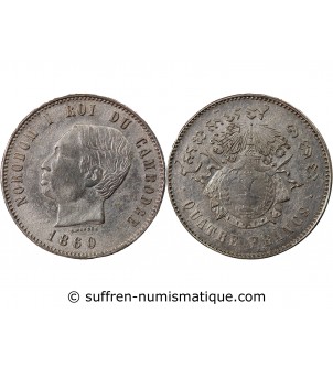 CAMBODGE, NORODOM Ier - 4 FRANCS ARGENT 1860