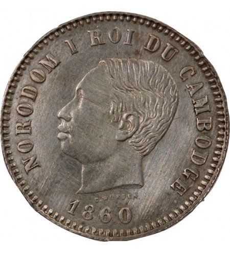 CAMBODGE, NORODOM Ier - 1 FRANC ARGENT 1860