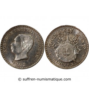 CAMBODGE, NORODOM Ier - 50 CENTIMES ARGENT 1902 - FRAPPE DE SOUVENIR